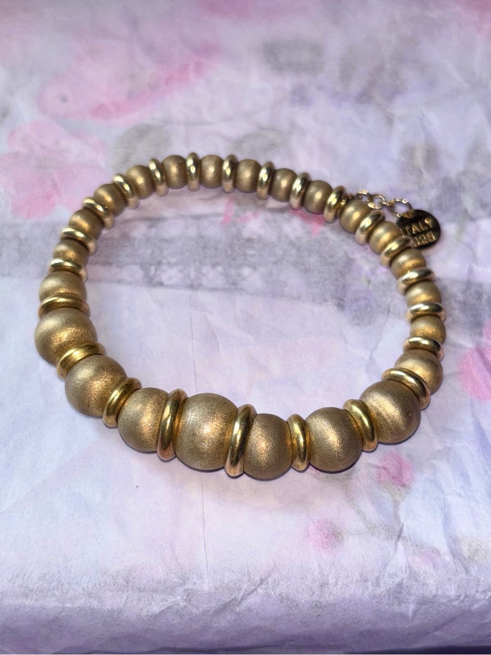 Dolceoro Italy 925 Gold plated silver beaded stretch bracelet